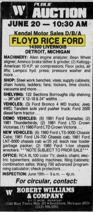 Floyd Rice Ford - June 1981 Liquidation